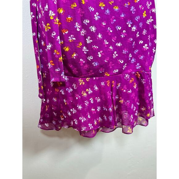 Diane Von Furstenberg Layton Silk Jersey and Chiffon Ruffle Wrap Dress Size 2 - Picture 6 of 10